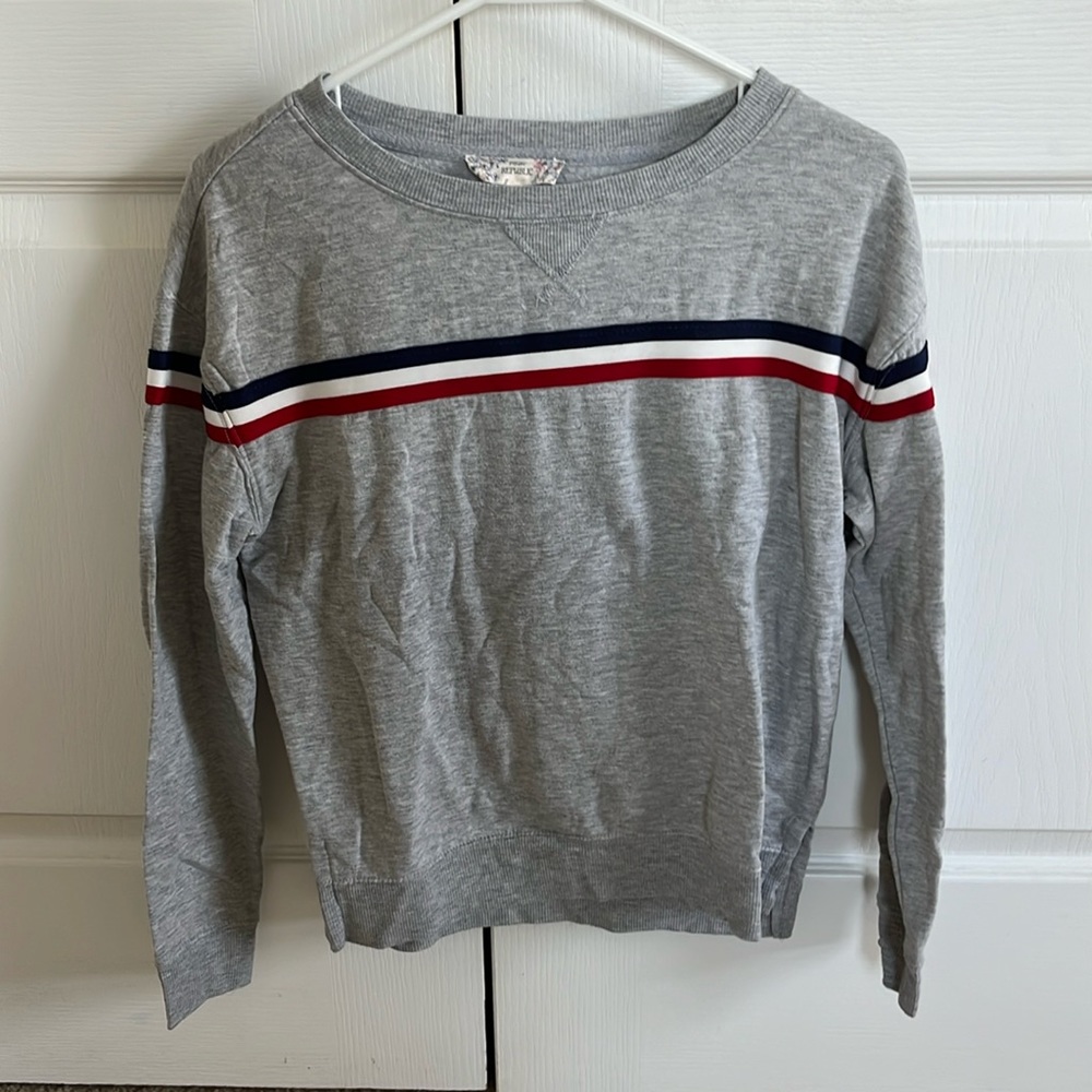 Pink Republic sweatshirt top with red/white/blue stripe design adult S